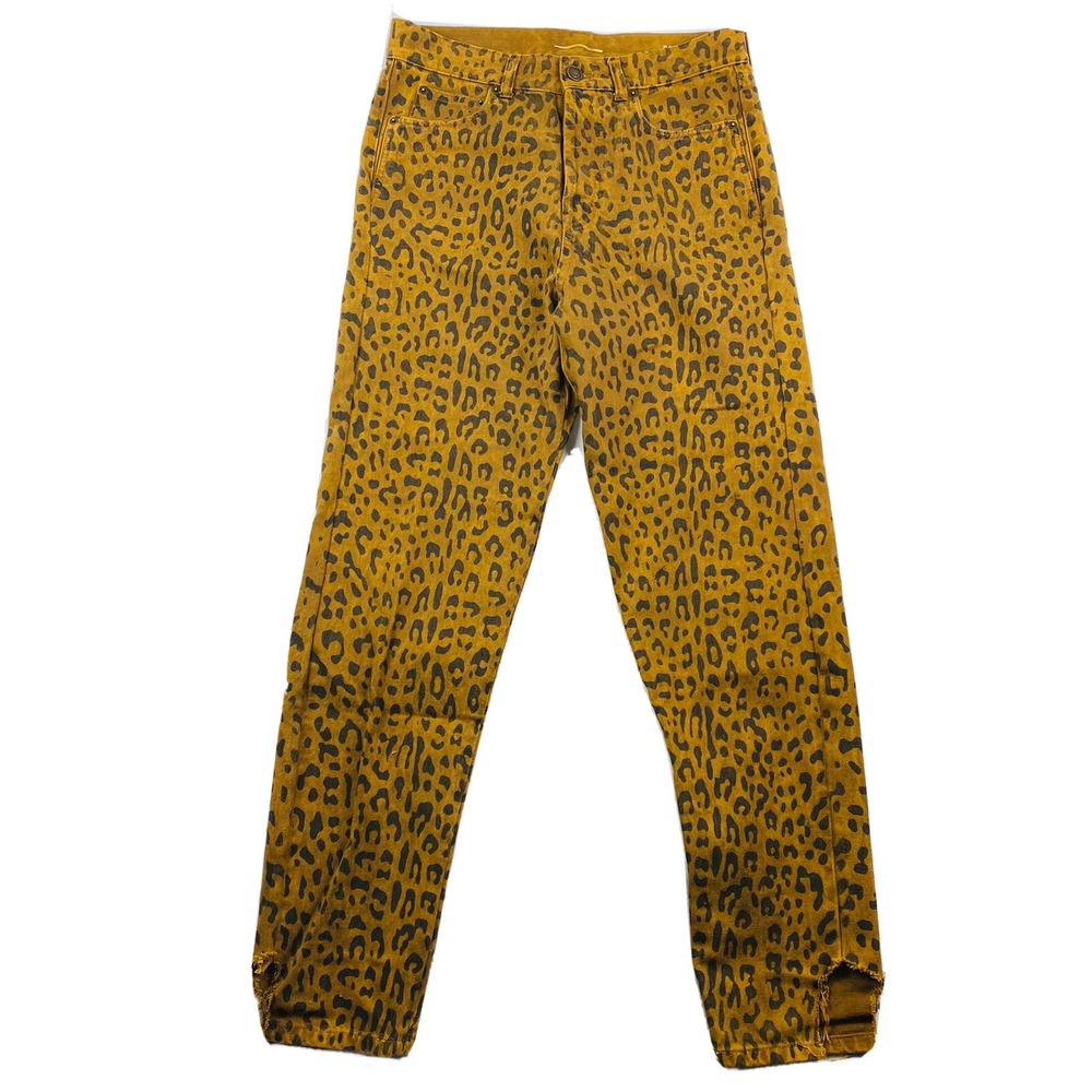 Saint Laurent Leopard Print Skinny Jeans D19 W/SL-MW Tan Black Size 10 Inseam 29